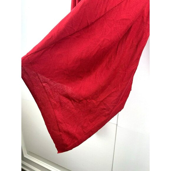Chicos Sweater Top L or 2 Cashmere Blend Solid Red Turtle Neck Asymmetrical Hem - Picture 4 of 7